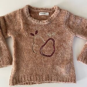 Fuzzy brown children’s sweater with pears Size: 3T or 98cm